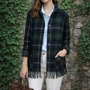 VINTAGE KAREN KANE Preppy Wool Button-Front Fringed Jacket, M